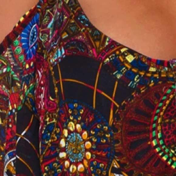 New With Tags Black Print High Low Hem Cold Shoulder Dress Size Small - Picture 4 of 4